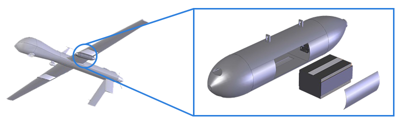 CAD rendering of Agile Condor sysem in pod-based enclosure